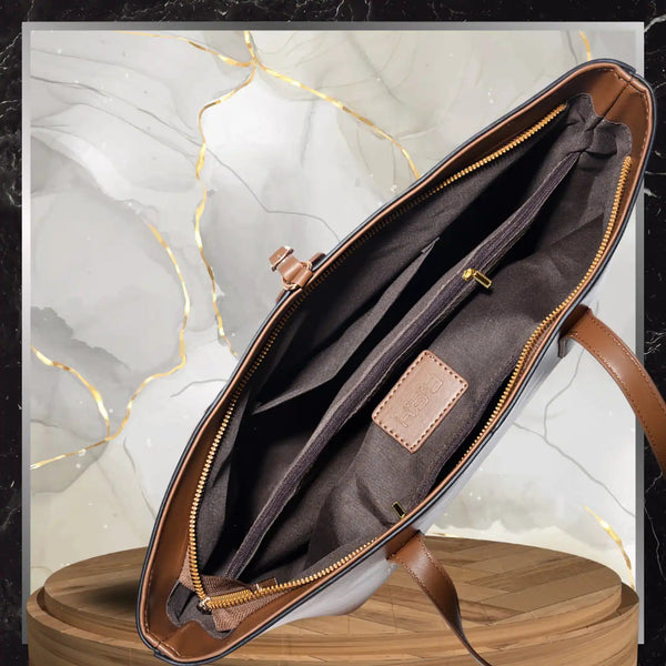 Moteriška odinė rankinė BAD&BAGS, ruda, shopper tipo