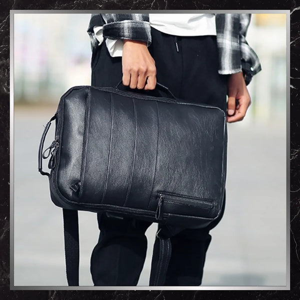 Vyriška odinė kuprinė, juoda, rankinis bagažas