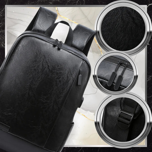 Kelioninė miesto kuprinė BAD&BAGS, juoda, odinė