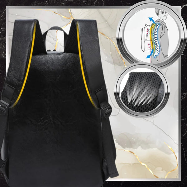 Kelioninė miesto kuprinė BAD&BAGS, juoda, odinė