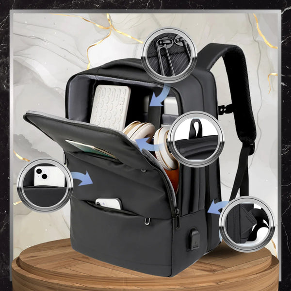 Kelioninė kuprinė, juoda, su USB jungtimi N487