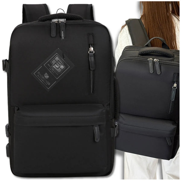 Kelioninė kuprinė BAD&BAGS, juoda, su USB, vandeniui atspari