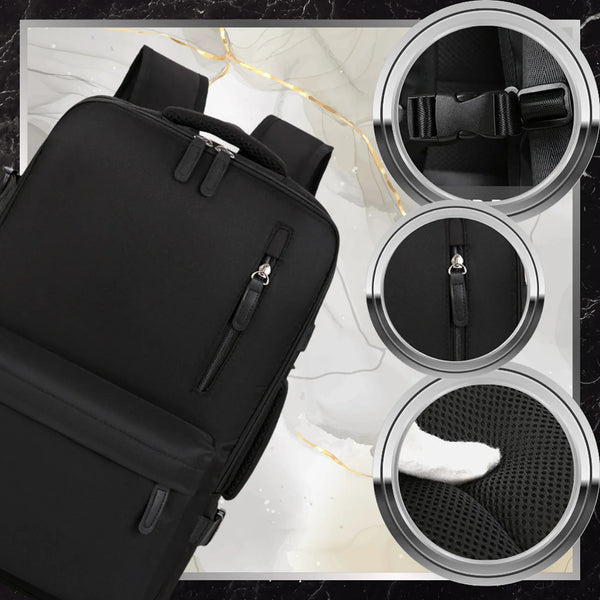 Kelioninė kuprinė BAD&BAGS, juoda, su USB, vandeniui atspari