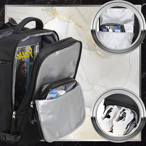 Kelioninė kuprinė BAD&BAGS, juoda, su USB, vandeniui atspari