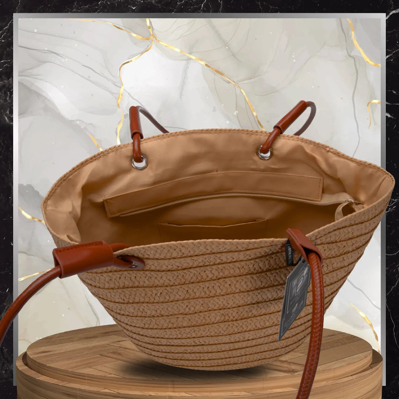 Moteriška paplūdimio rankinė BAD&BAGS, didelė, šiaudinė N485