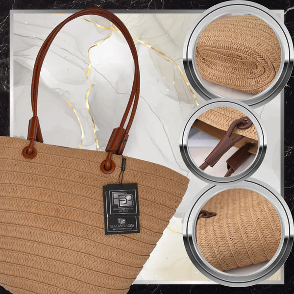 Moteriška paplūdimio rankinė BAD&BAGS, didelė, šiaudinė N485