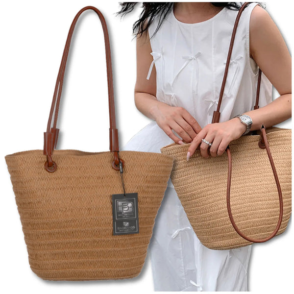 Moteriška paplūdimio rankinė BAD&BAGS, didelė, šiaudinė N485