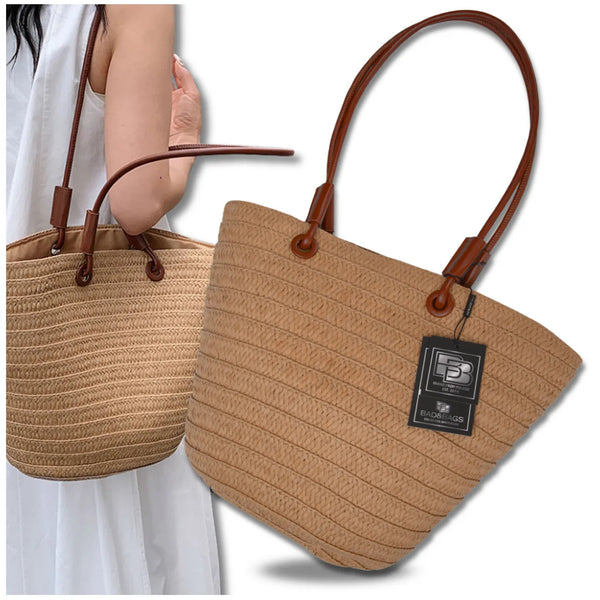 Moteriška paplūdimio rankinė BAD&BAGS, didelė, šiaudinė N485