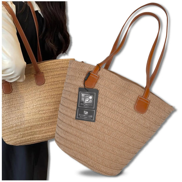 Moteriška paplūdimio rankinė BAD&BAGS, didelė, šiaudinė N486