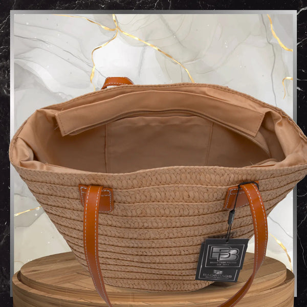 Moteriška paplūdimio rankinė BAD&BAGS, didelė, šiaudinė N486