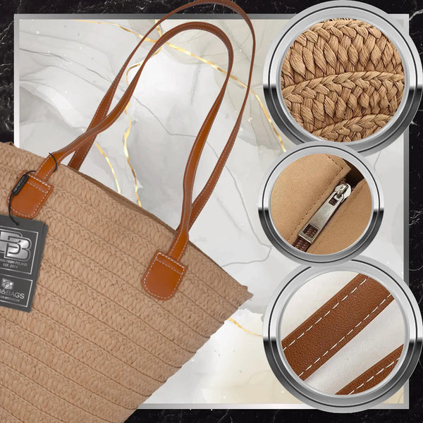 Moteriška paplūdimio rankinė BAD&BAGS, didelė, šiaudinė N486