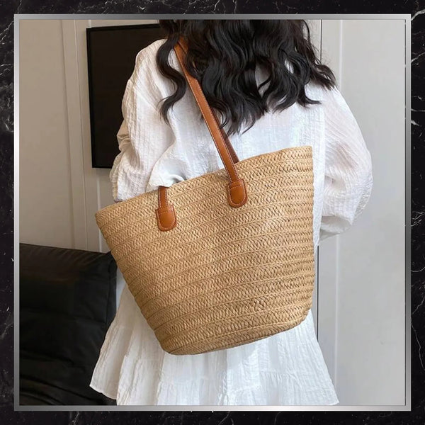 Moteriška paplūdimio rankinė BAD&BAGS, didelė, šiaudinė N486