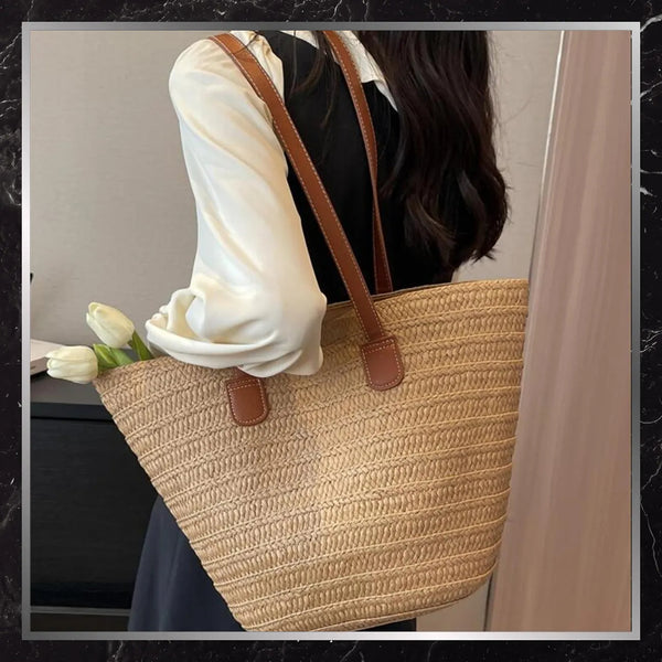 Moteriška paplūdimio rankinė BAD&BAGS, didelė, šiaudinė N486
