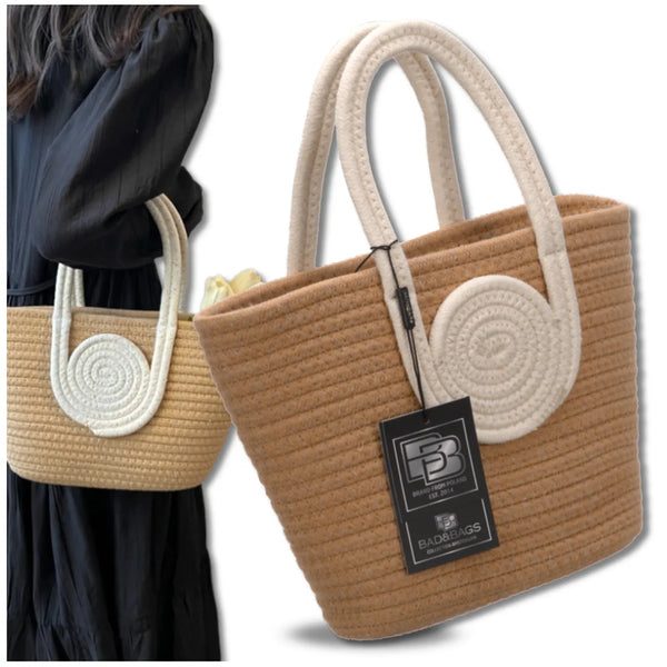 Moteriška šiaudinė paplūdimio rankinė BAD&BAGS, maža