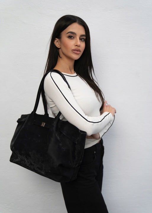 Didelė moteriška shopper tipo rankinė Peterson, juoda AX34