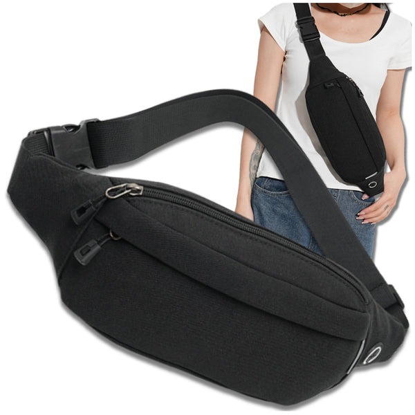 Juoda juosmens rankinė iš poliesterio unisex D29