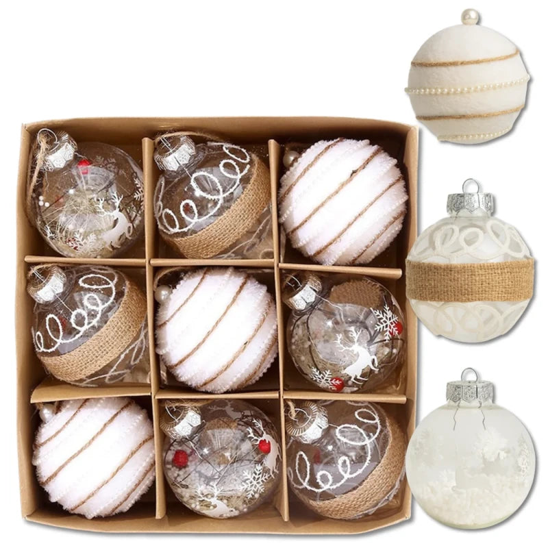 Kalėdiniai akriliniai žaisliukai, 9 vnt, 8 cm