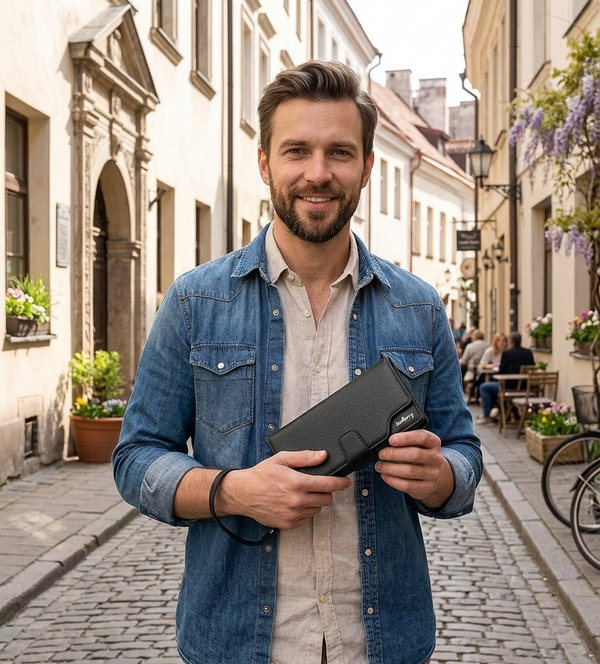 Vyriška didelė piniginė, juoda S516