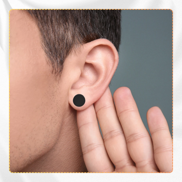 Auskarai vyrams L12, juodi