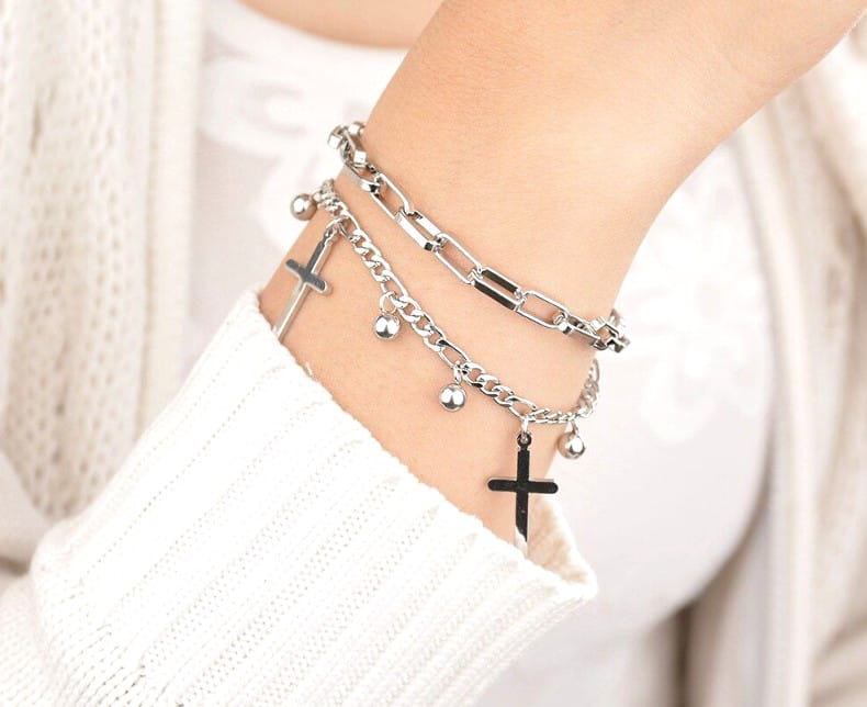 Chirurginio plieno apyrankė moterims X38, sidabro spalvos