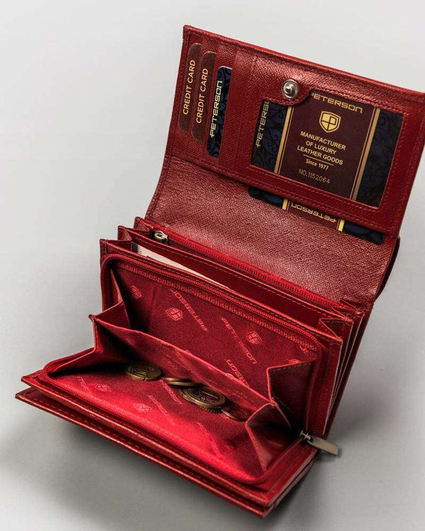 Didelė moteriška piniginė Peterson D22, raudona D1943