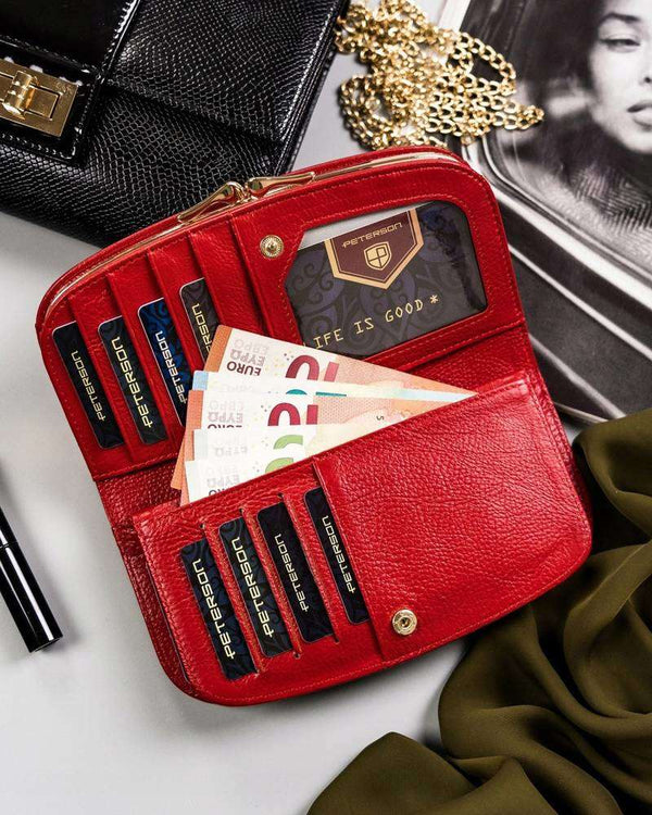 Didelė moteriška piniginė Peterson G3, raudona D1941