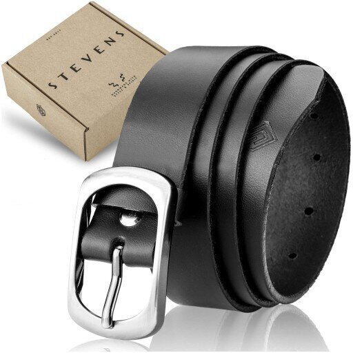 Diržas moterims iš natūralios odos Stevens, juodas