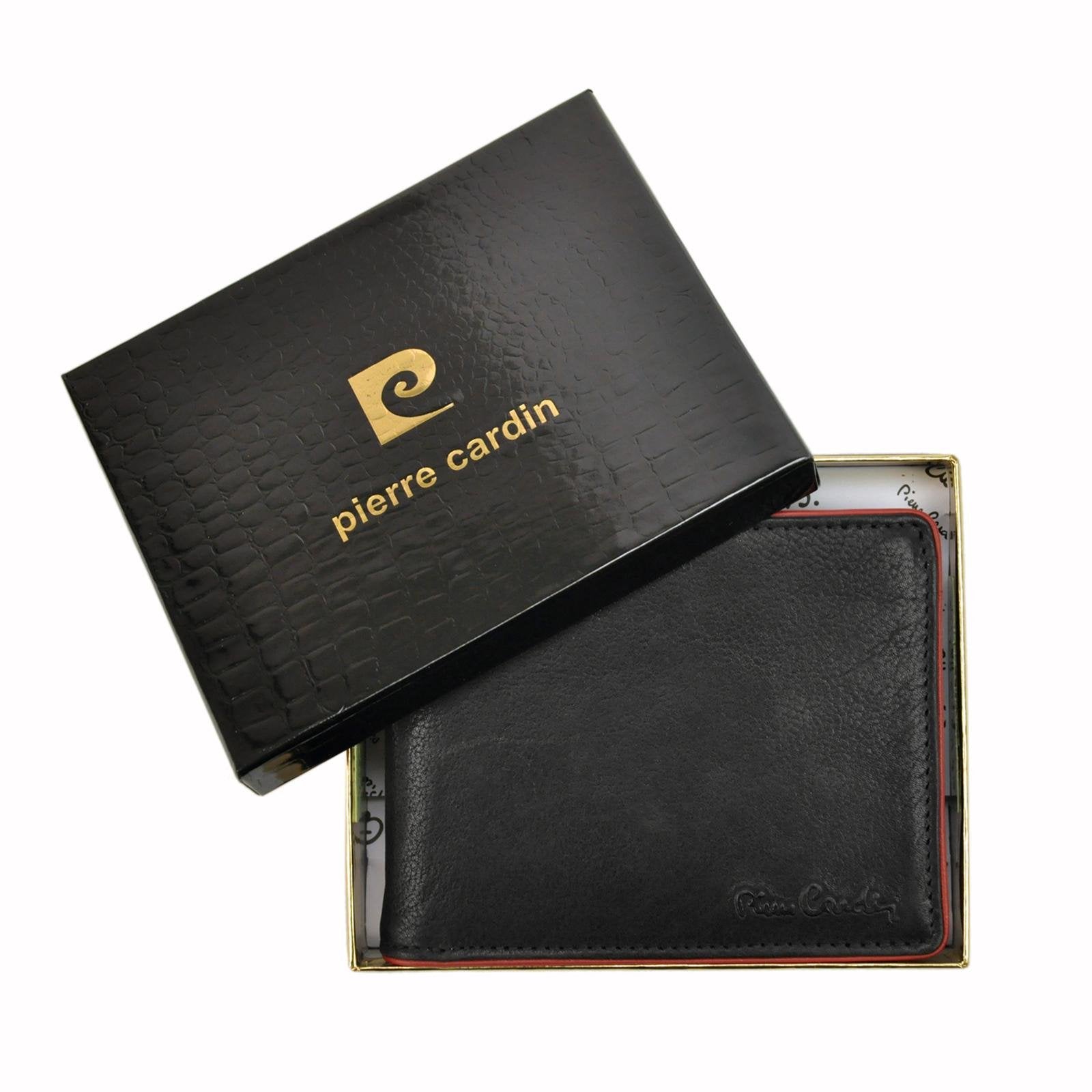 Pierre Cardin TILAK05 TUMBLE 324 juoda ir raudona piniginė czarny + czerwony