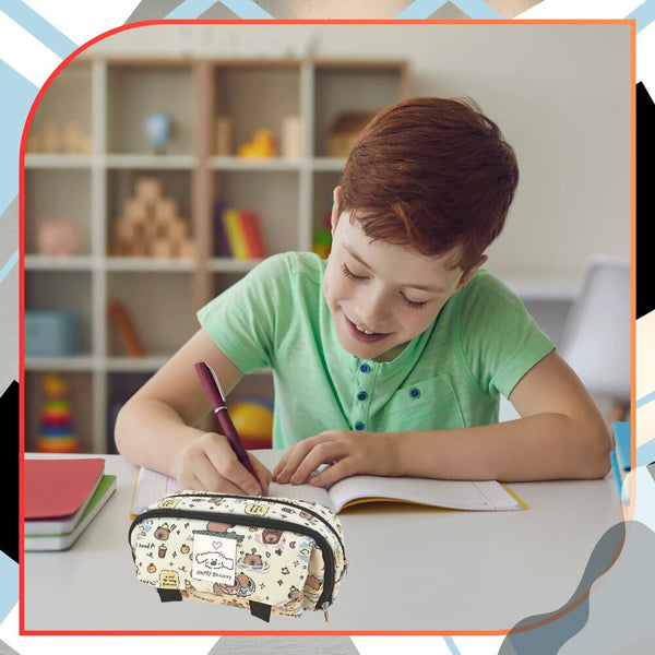 Dviejų skyrių penalas su kapibara Happy Go Lucky