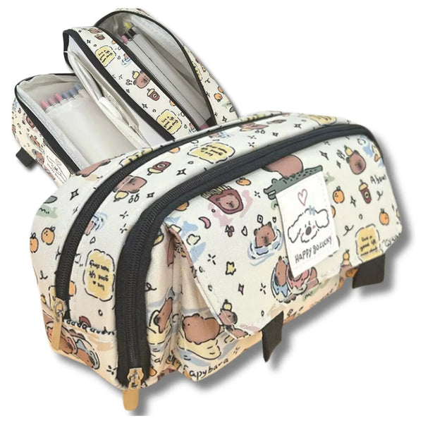 Dviejų skyrių penalas su kapibara Happy Go Lucky