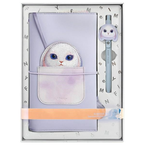 Užrašų knygelė su rašikliu Nimmy Big Eyed Pet 2, 0 Rabbit 2-in-1, violetinė