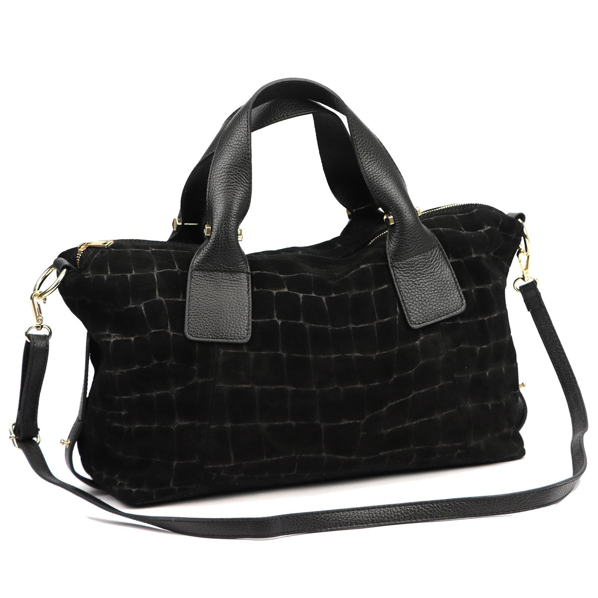 Luka 26-119 CROCO juoda odinė rankinė czarny