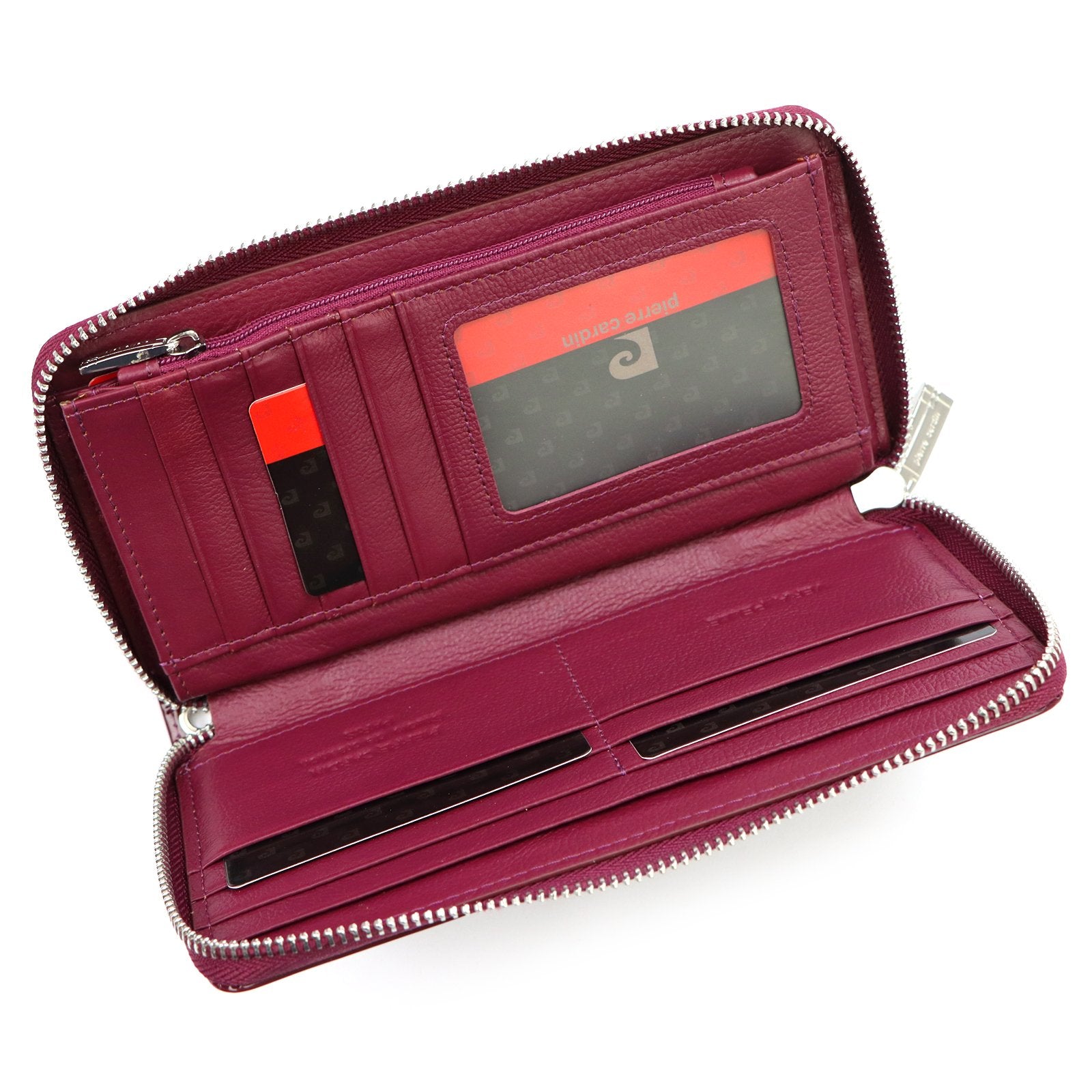 Pierre Cardin 05 LINE 119 violetinė odinė piniginė fioletowy