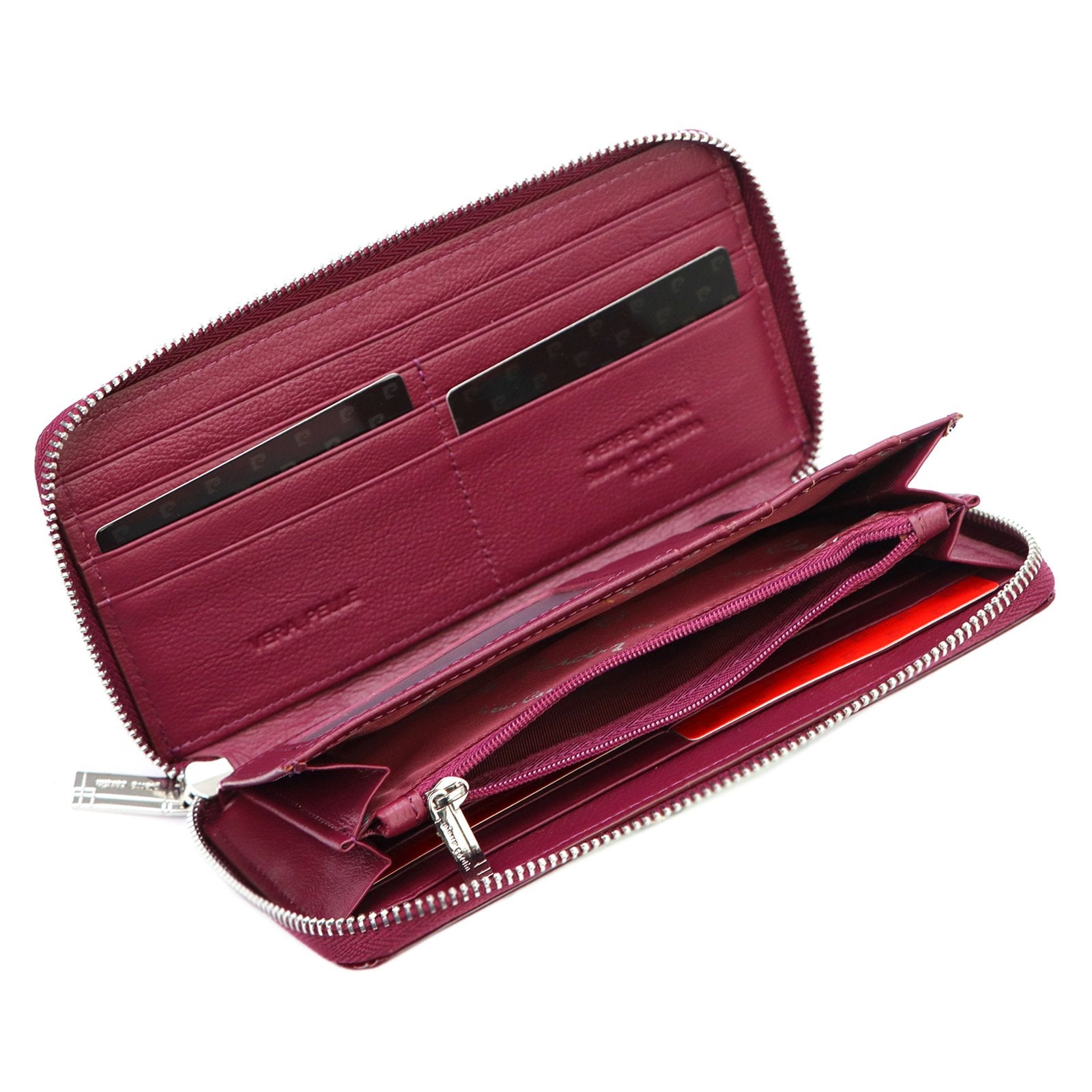 Pierre Cardin 05 LINE 119 violetinė odinė piniginė fioletowy