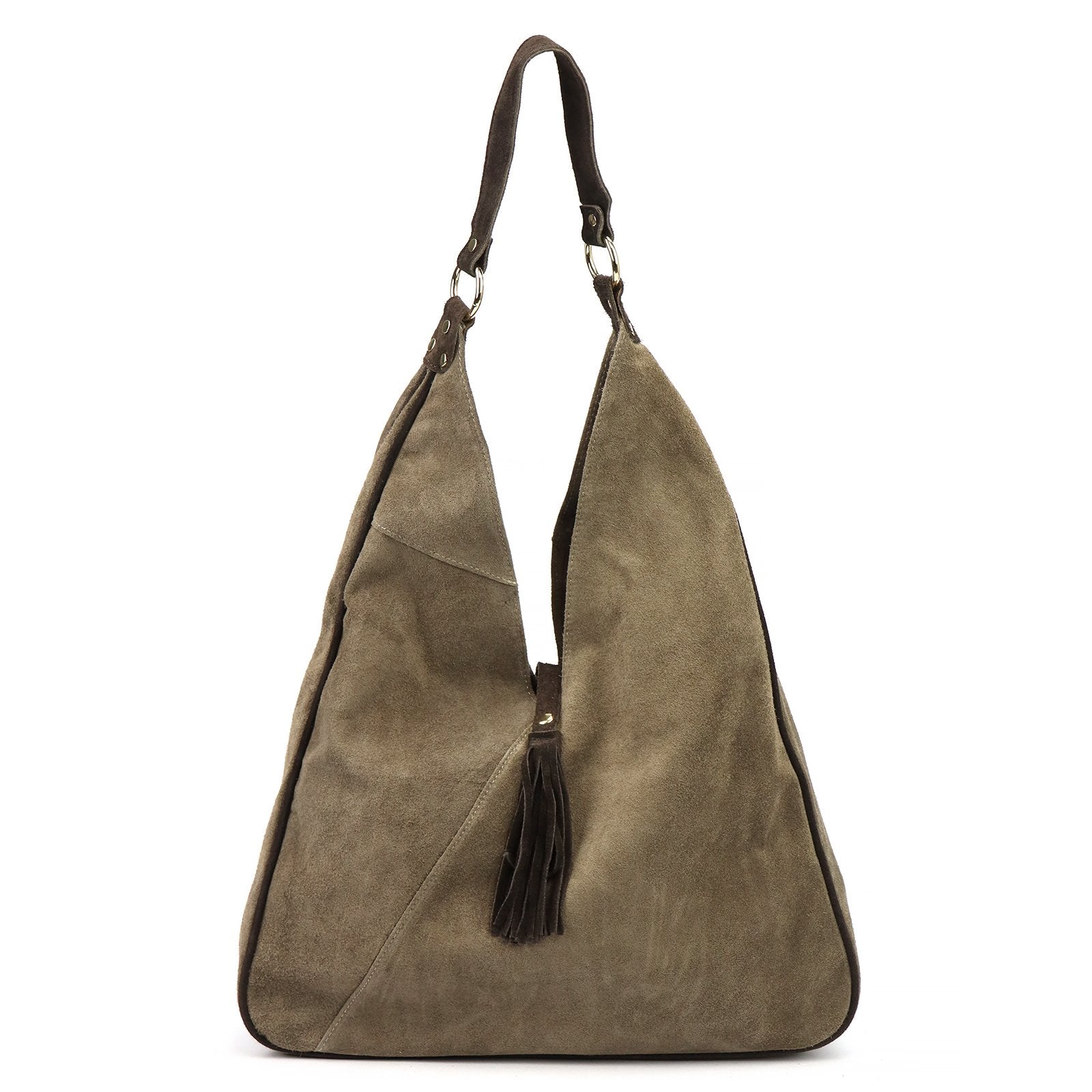 LOCCA MILANO LM-005 taupe ir tamsiai ruda odinė rankinė taupe + ciemny brąz