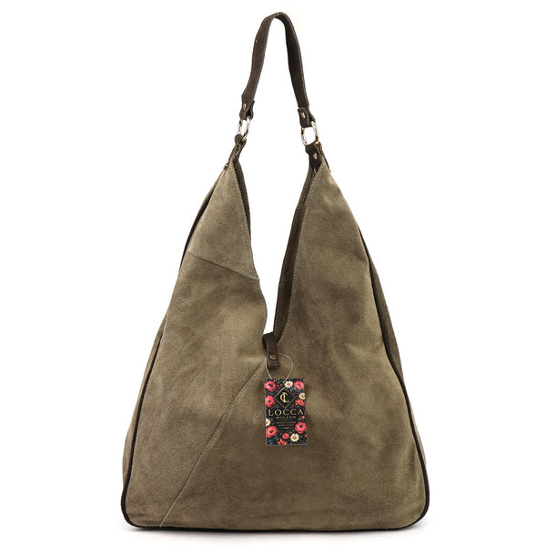 LOCCA MILANO LM-005 taupe ir tamsiai ruda odinė rankinė taupe + ciemny brąz