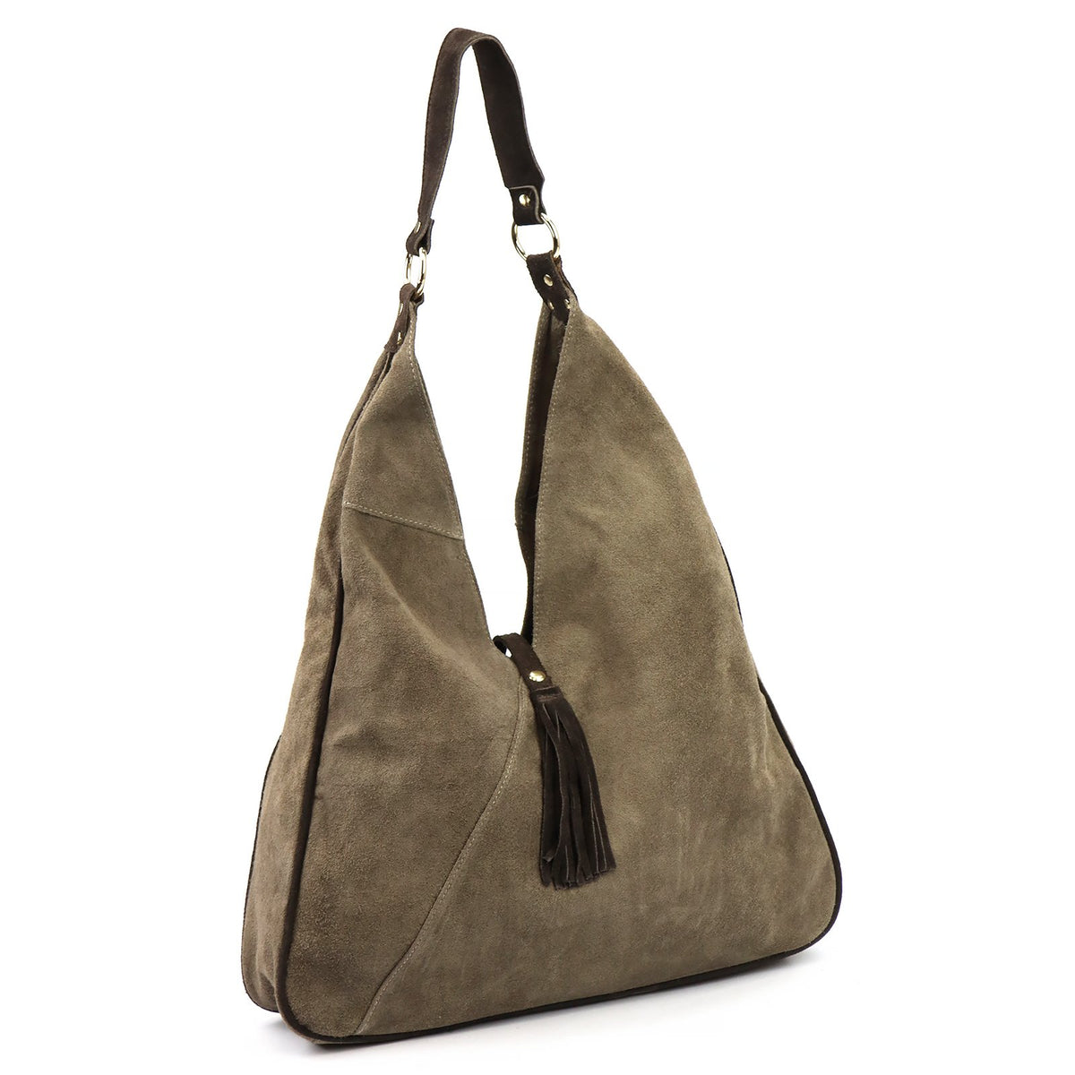LOCCA MILANO LM-005 taupe ir tamsiai ruda odinė rankinė taupe + ciemny brąz
