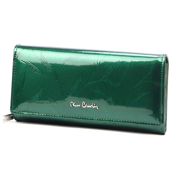 Pierre Cardin 02 LEAF 106 žalia odinė piniginė zielony