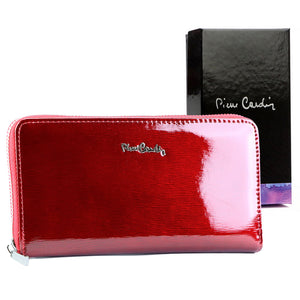 Pierre Cardin 05 LINE 119 raudona natūralios odos piniginė czerwony