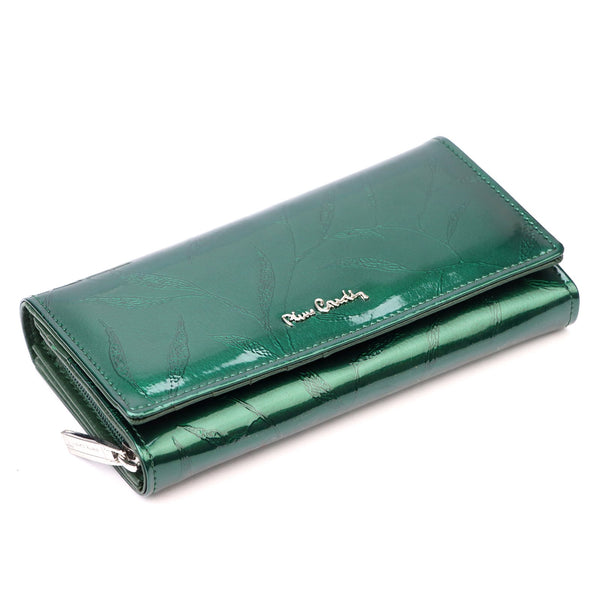 Pierre Cardin 02 LEAF 106 žalia odinė piniginė zielony