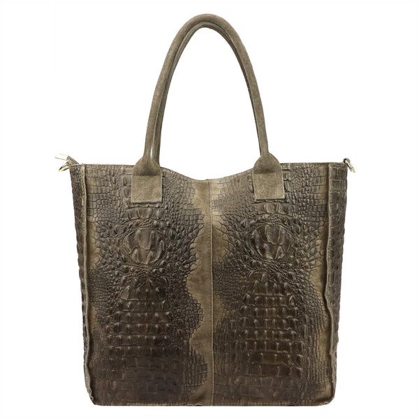 Luka 26-167 CROCO tamsi taupe odinė rankinė taupe scuro