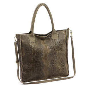 Luka 26-167 CROCO tamsi taupe odinė rankinė taupe scuro