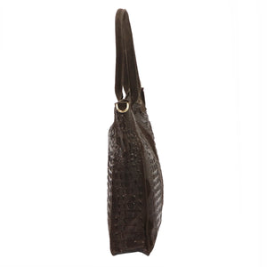 Luka 26-167 CROCO tamsiai ruda odinė rankinė ciemny brąz