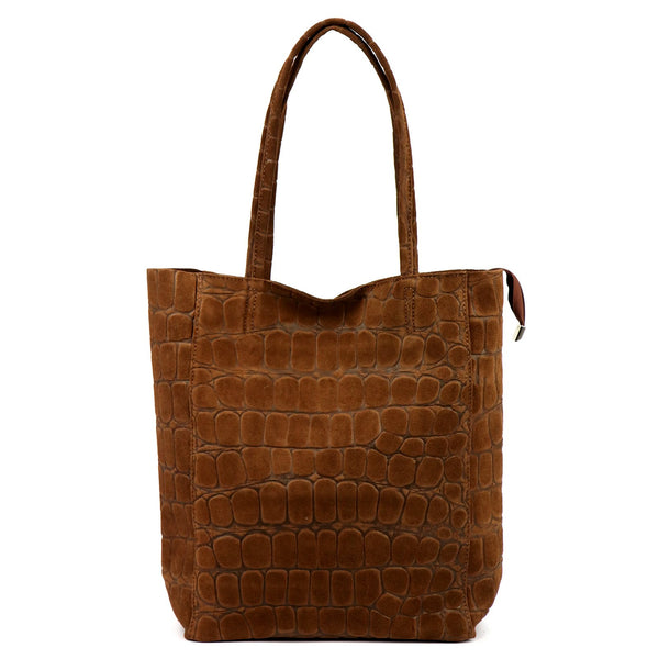 Luka 26-084 CROCO ruda odinė rankinė brązowy