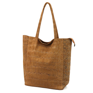 Luka 26-084 CROCO camel-1 natūralios odos rankinė camel-1