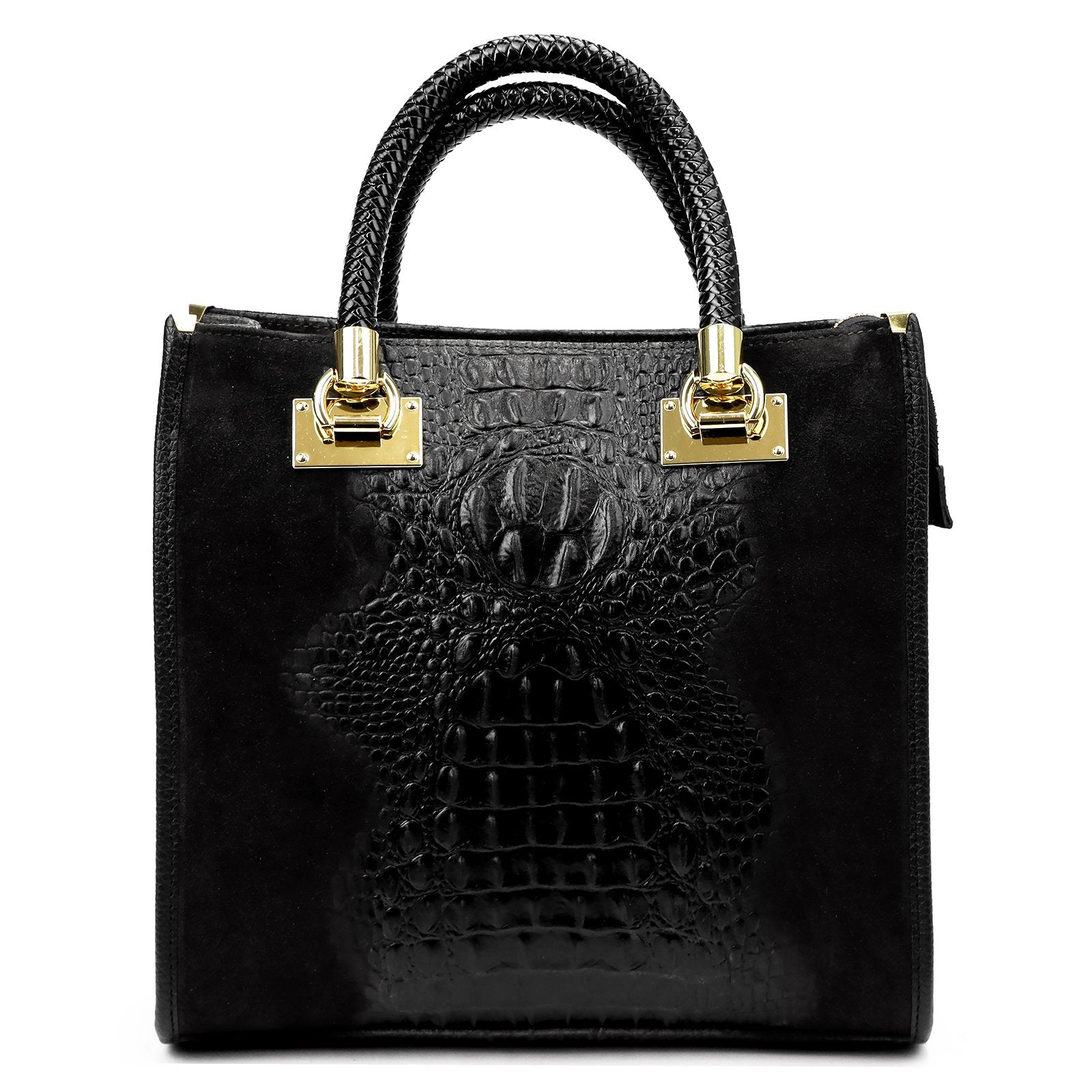 Luka 26-072 CROCO juoda odinė rankinė czarny