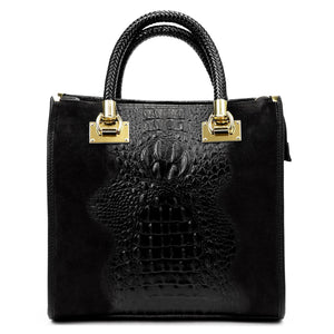 Luka 26-072 CROCO juoda odinė rankinė czarny