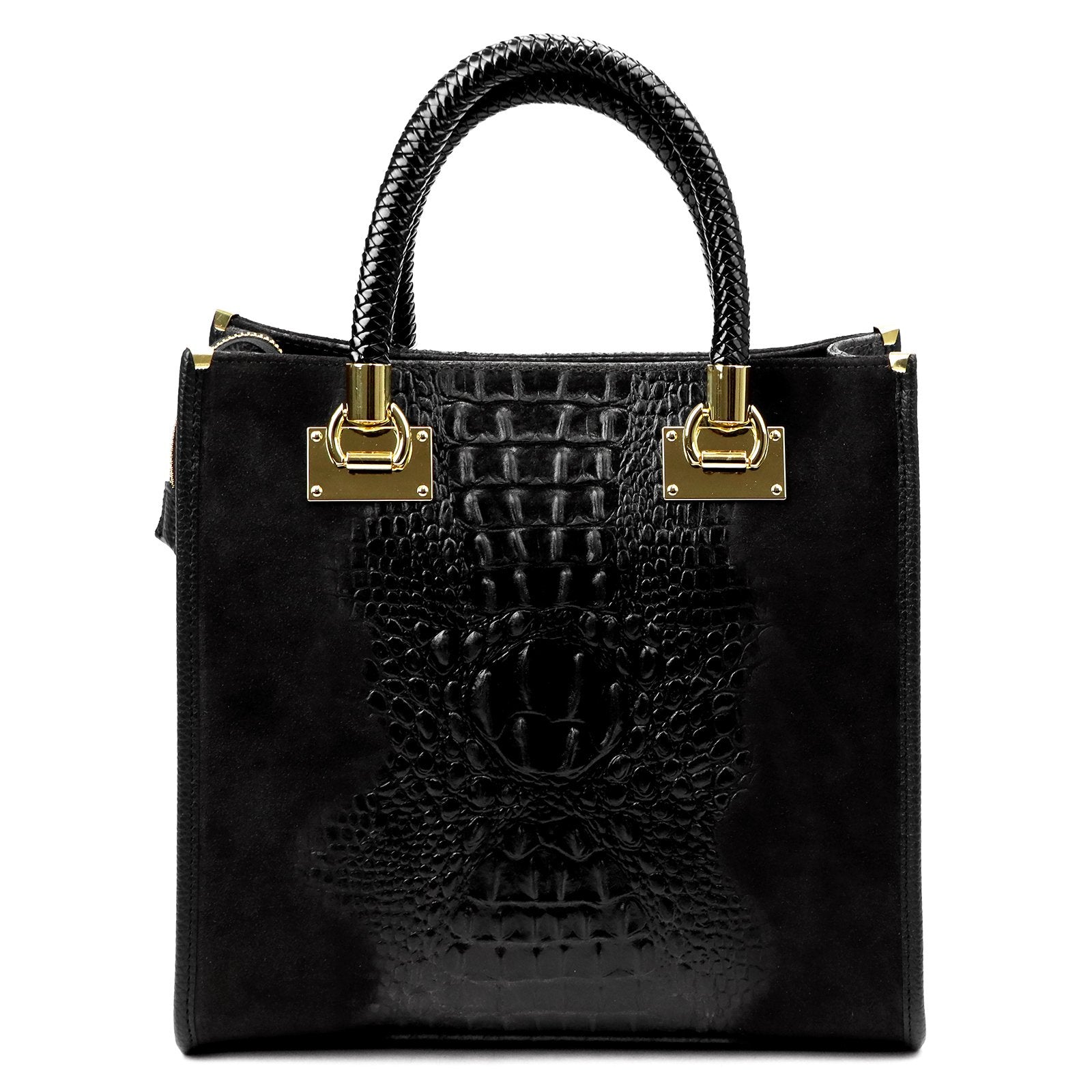 Luka 26-072 CROCO juoda odinė rankinė czarny