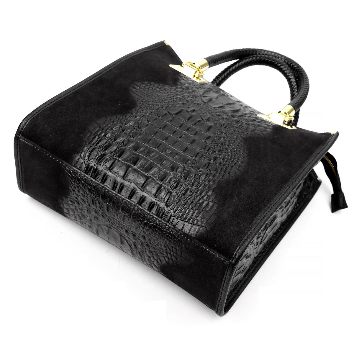 Luka 26-072 CROCO juoda odinė rankinė czarny