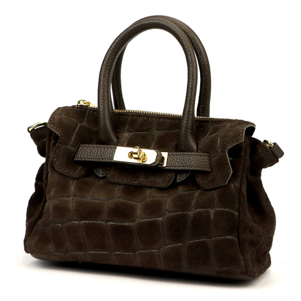 Luka 26-146 MINI CROCO tamsiai ruda odinė rankinė ciemny brąz